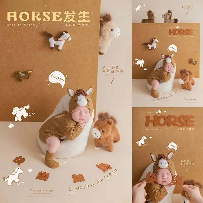 2026 Handmade Horse Outfit Theme Set - Newborn Photography Props - Image 5